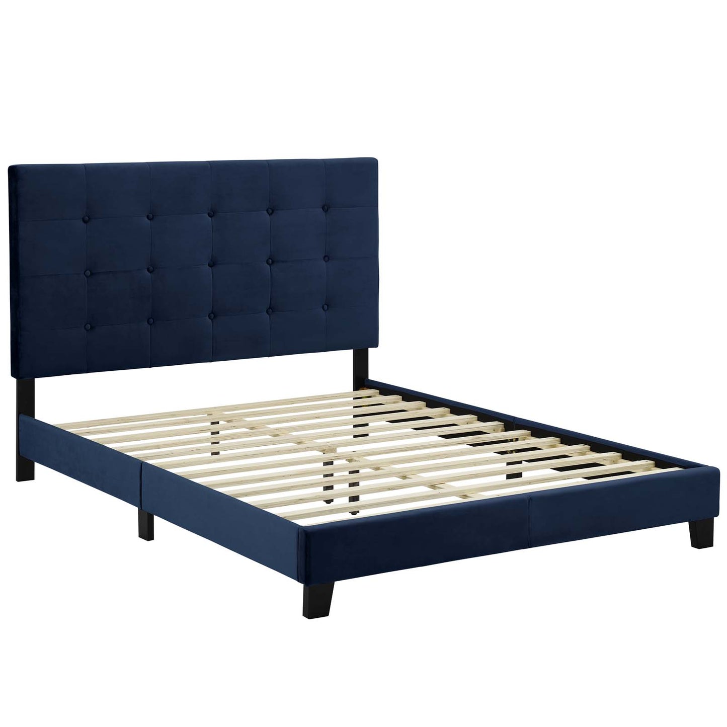 Melanie Tufted Button Upholstered Performance Velvet Queen Platform Bed