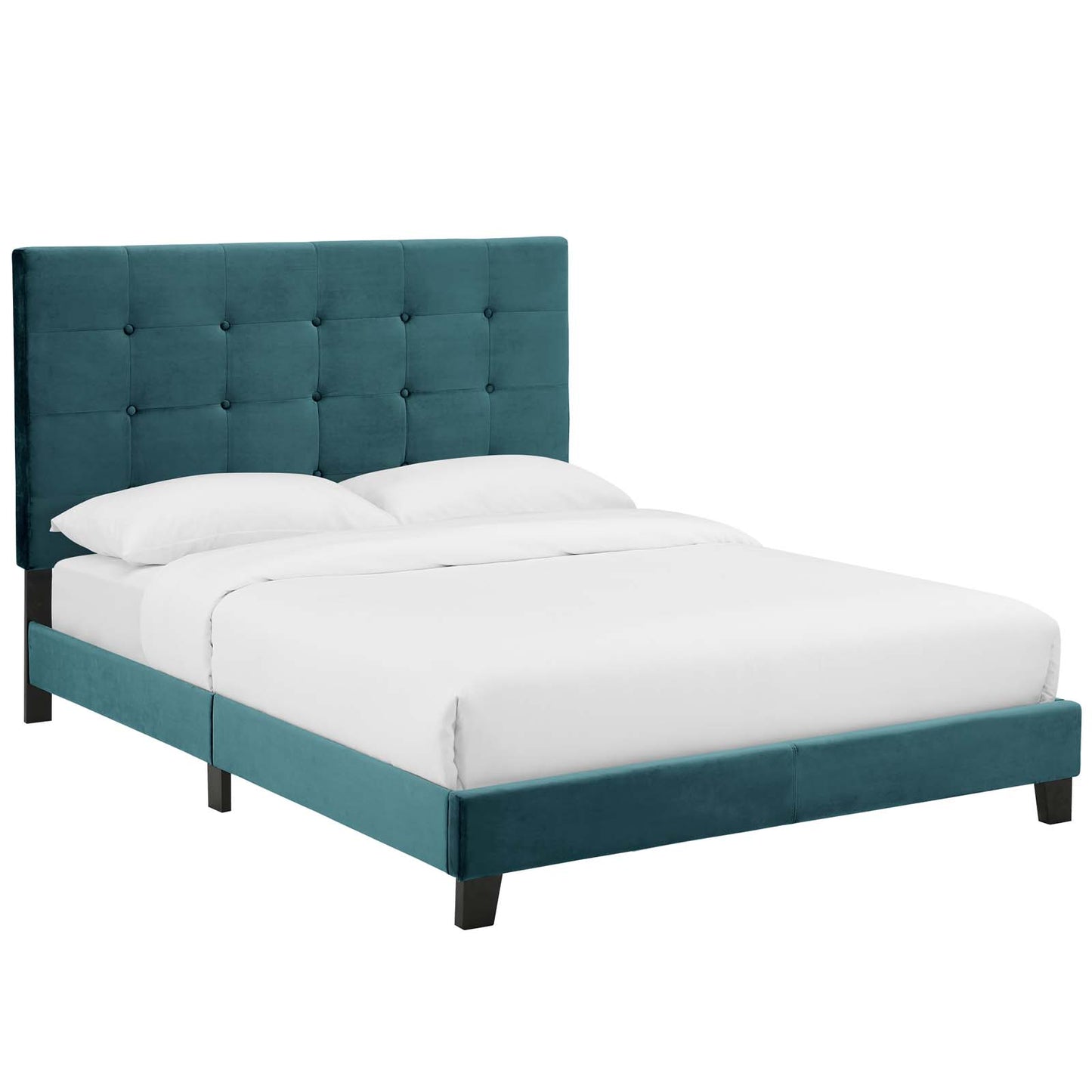 Melanie Tufted Button Upholstered Performance Velvet Queen Platform Bed