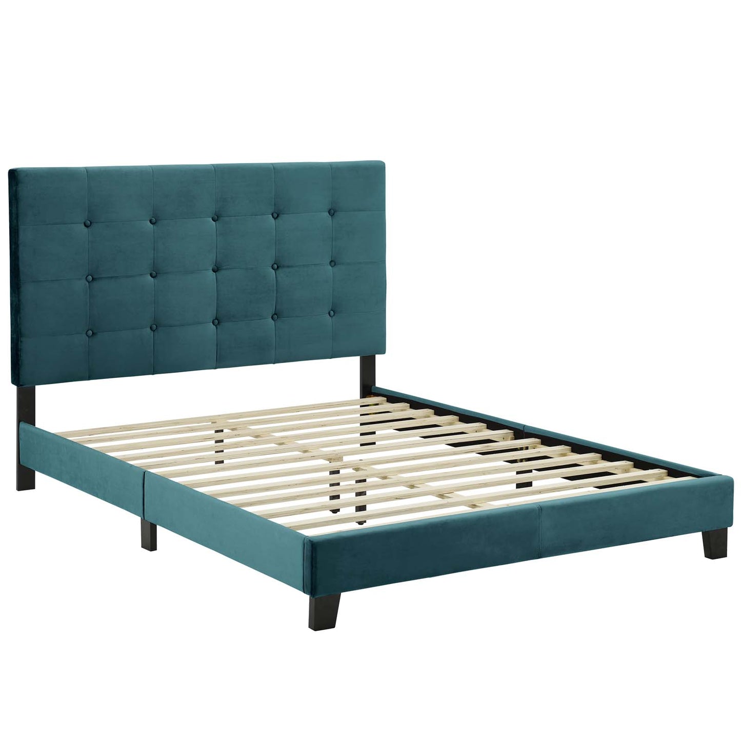 Melanie Tufted Button Upholstered Performance Velvet Queen Platform Bed