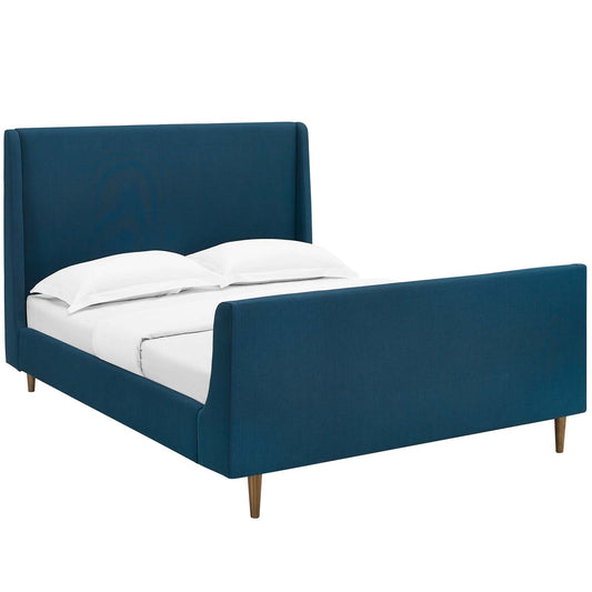 Aubree Upholstered Fabric Queen Sleigh Platform Bed