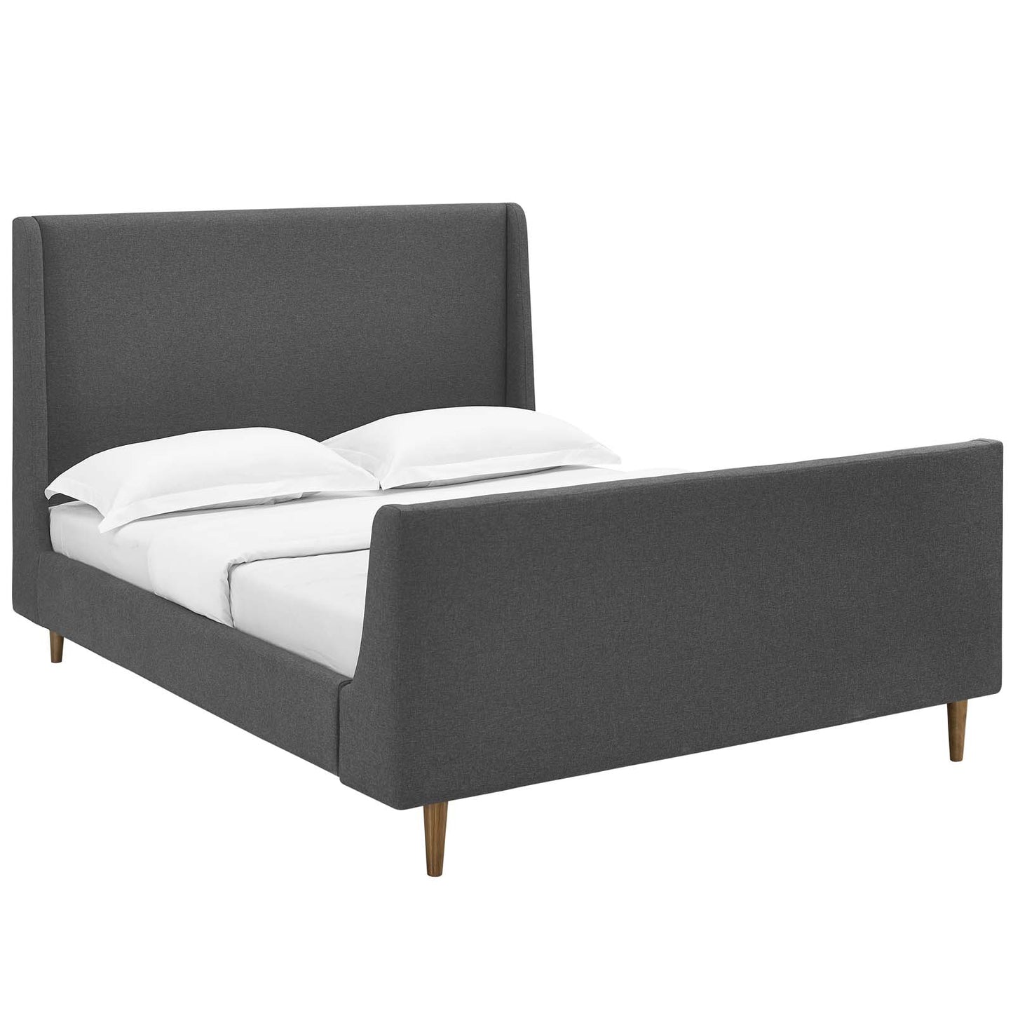 Aubree Upholstered Fabric Queen Sleigh Platform Bed