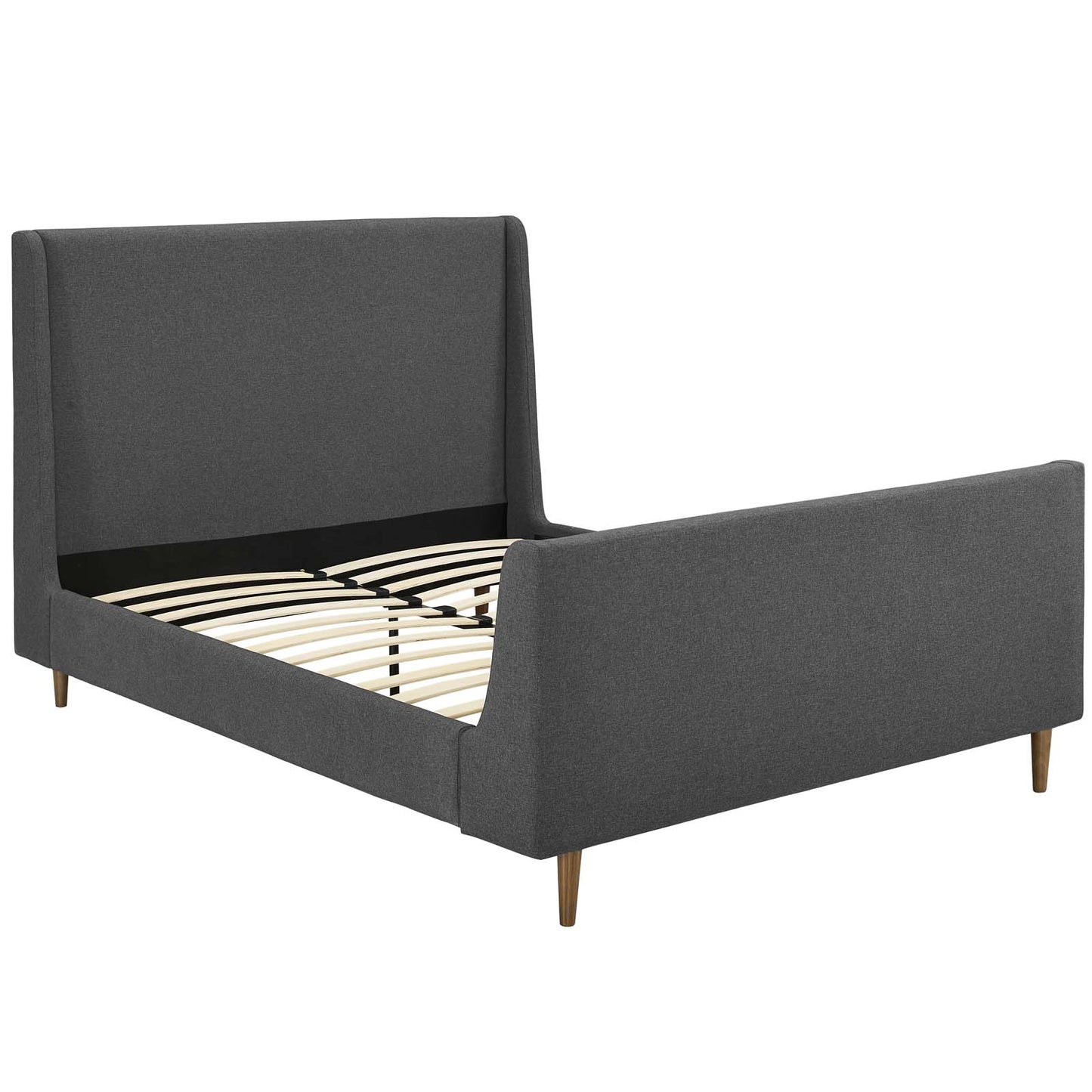 Aubree Upholstered Fabric Queen Sleigh Platform Bed