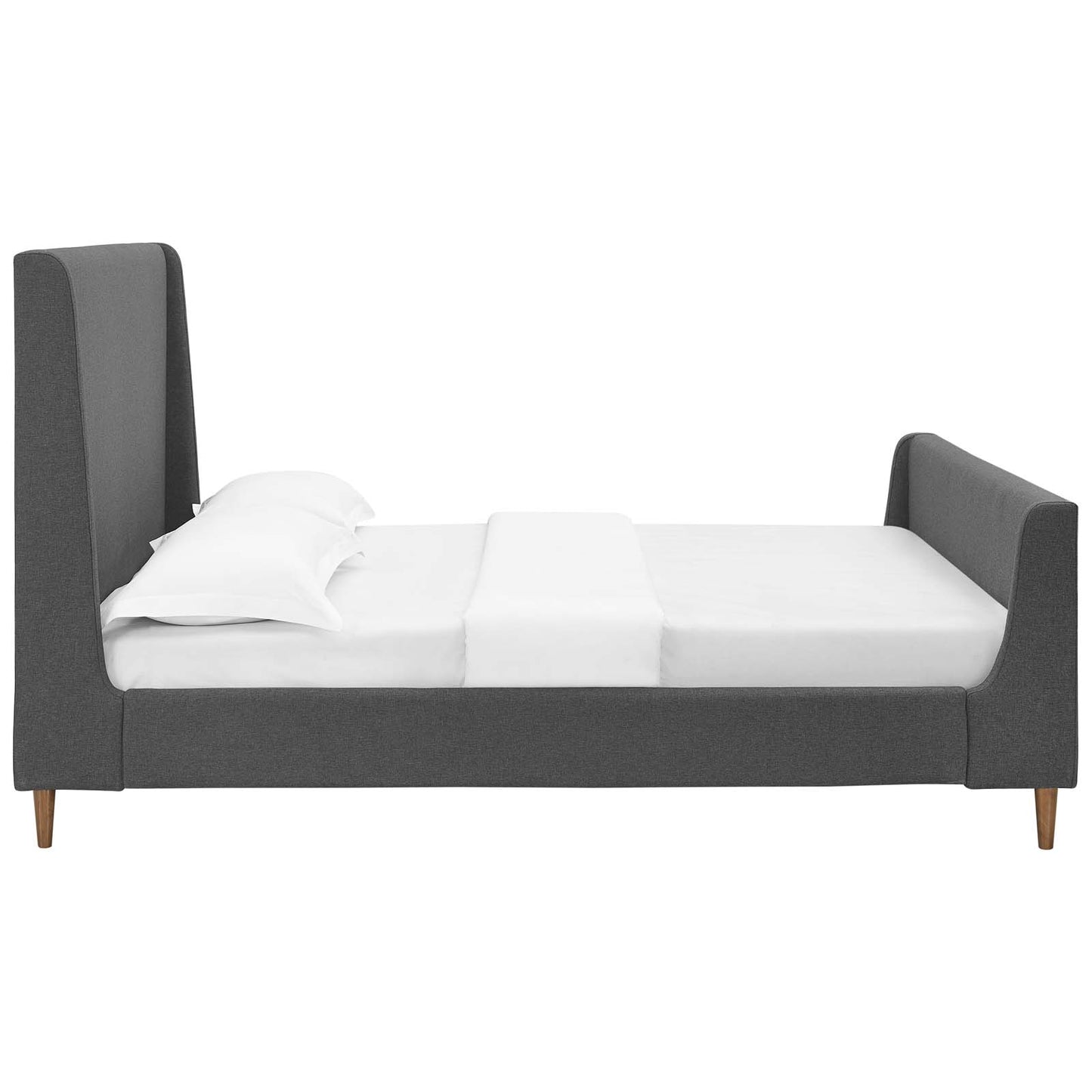 Aubree Upholstered Fabric Queen Sleigh Platform Bed