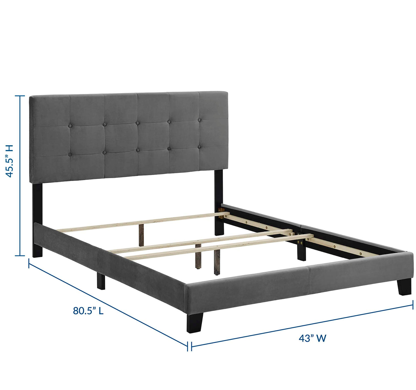 Cama doble de terciopelo Amira Performance de Modway