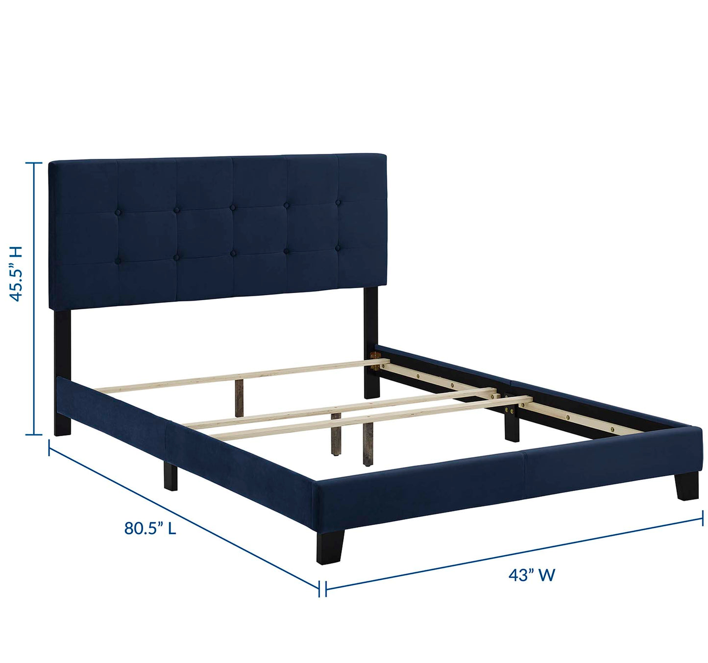 Cama doble de terciopelo Amira Performance de Modway