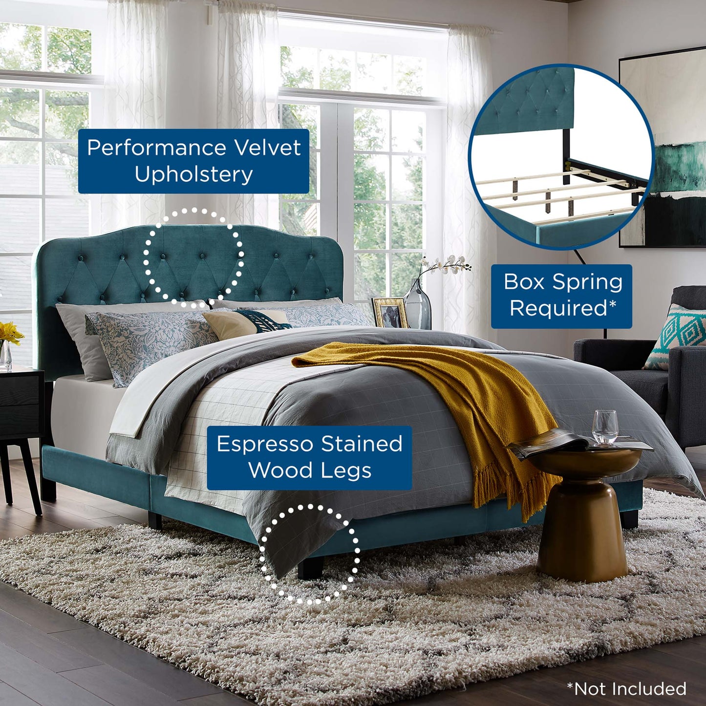 Amelia Performance Velvet Twin Bed