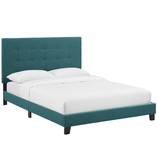 Melanie Tufted Button Upholstered Fabric Twin Platform Bed