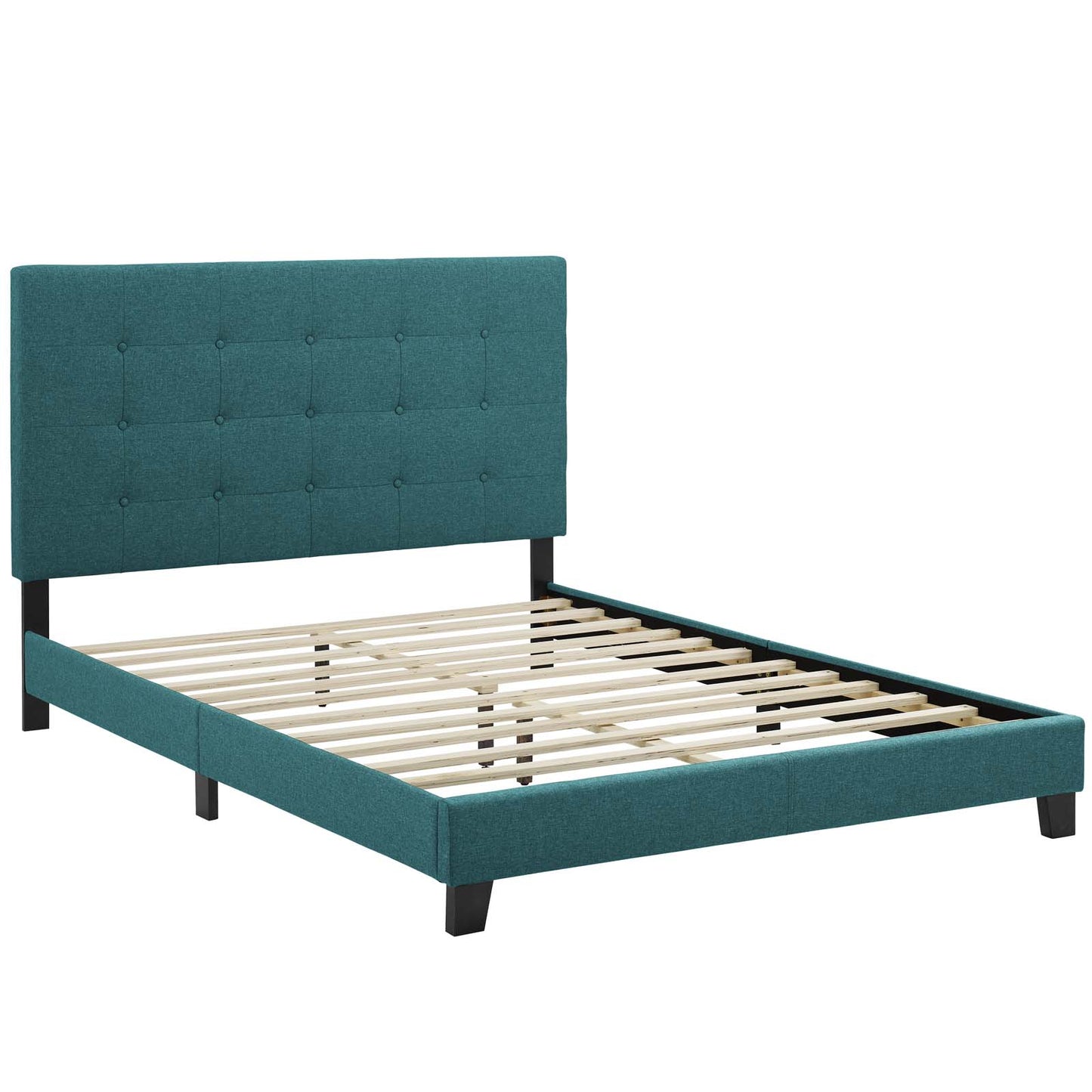 Melanie Tufted Button Upholstered Fabric Twin Platform Bed