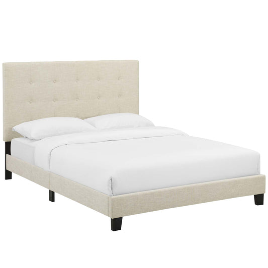 Melanie Tufted Button Upholstered Fabric Full Platform Bed