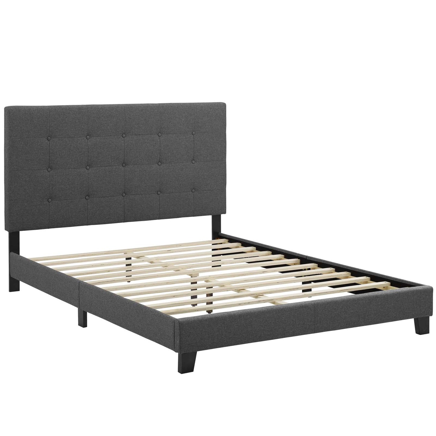 Melanie Tufted Button Upholstered Fabric Full Platform Bed