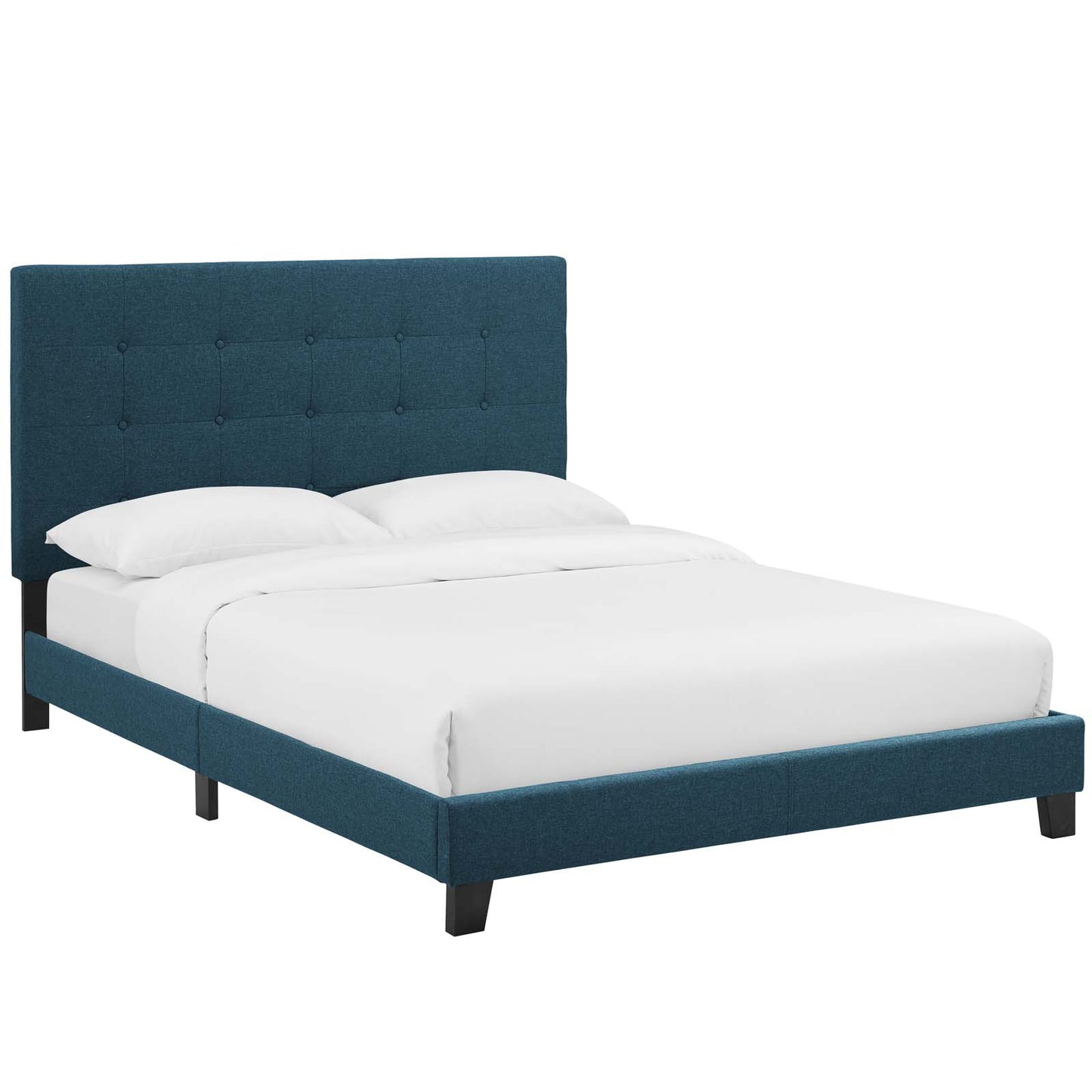 Melanie Tufted Button Upholstered Fabric Queen Platform Bed