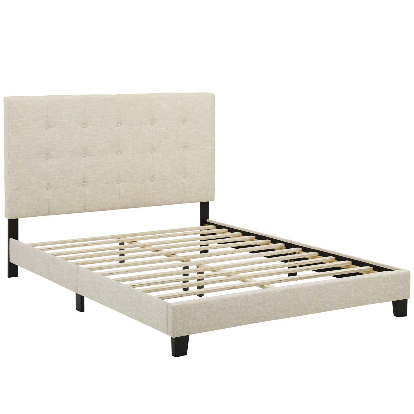 Melanie Tufted Button Upholstered Fabric Queen Platform Bed