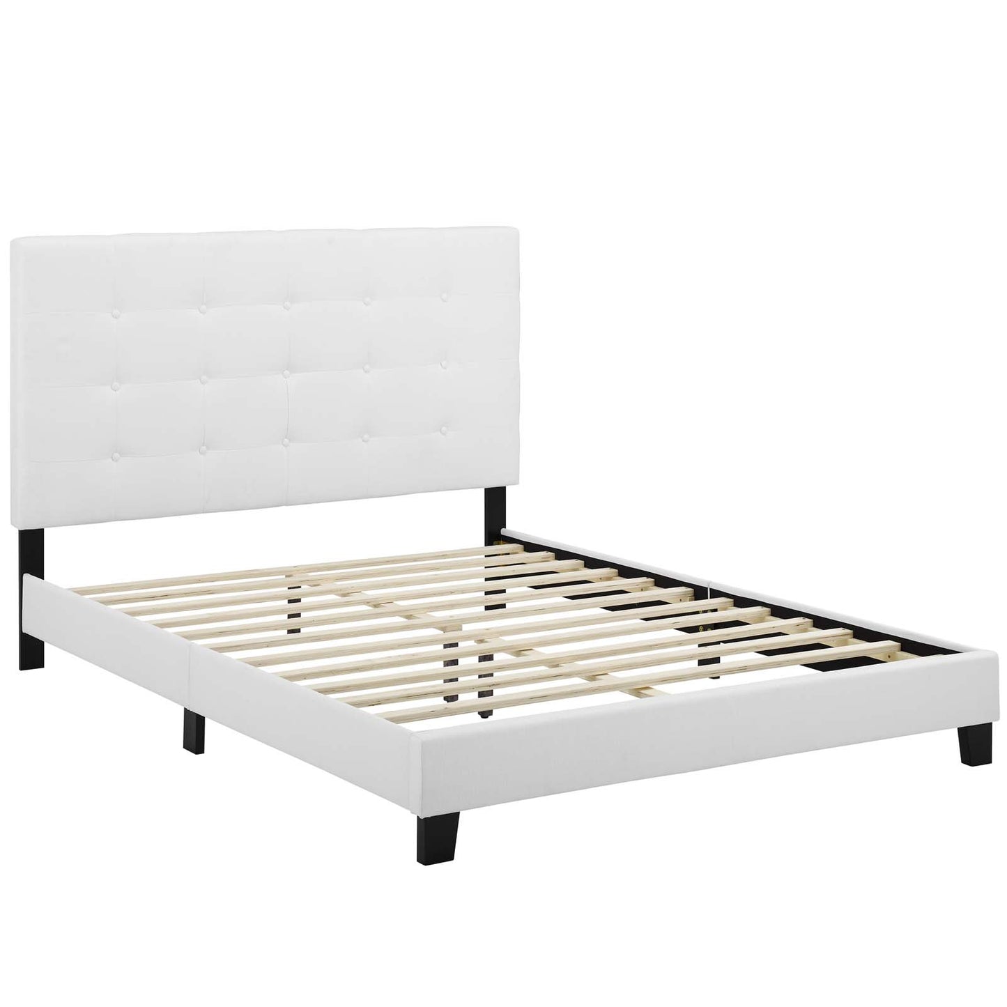 Melanie Tufted Button Upholstered Fabric Queen Platform Bed