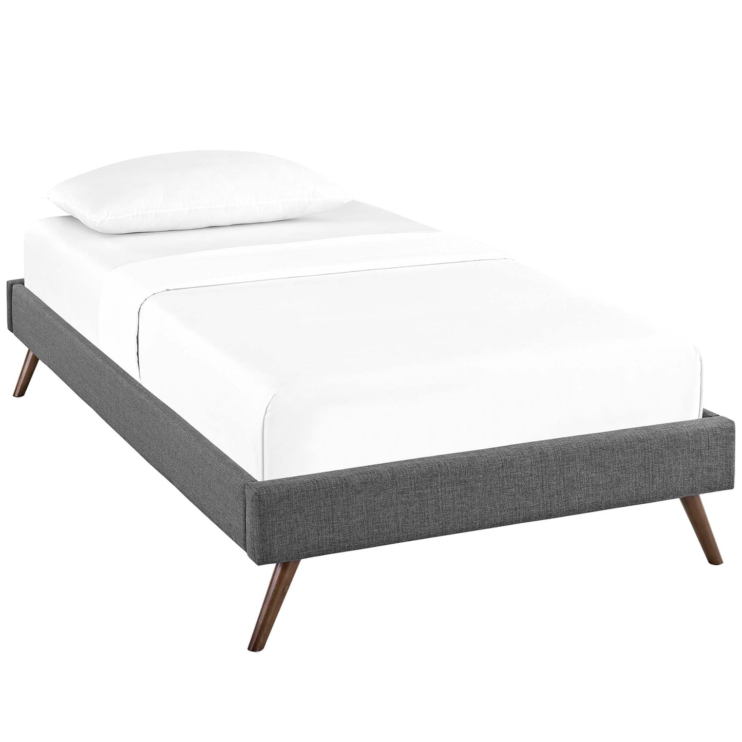 Loryn Fabric Twin Bed Frame with Round Splayed Legs