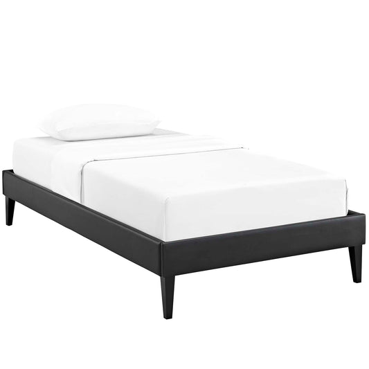 Tessie Vinyl Twin Bed Frame with Squared Tapered Legs