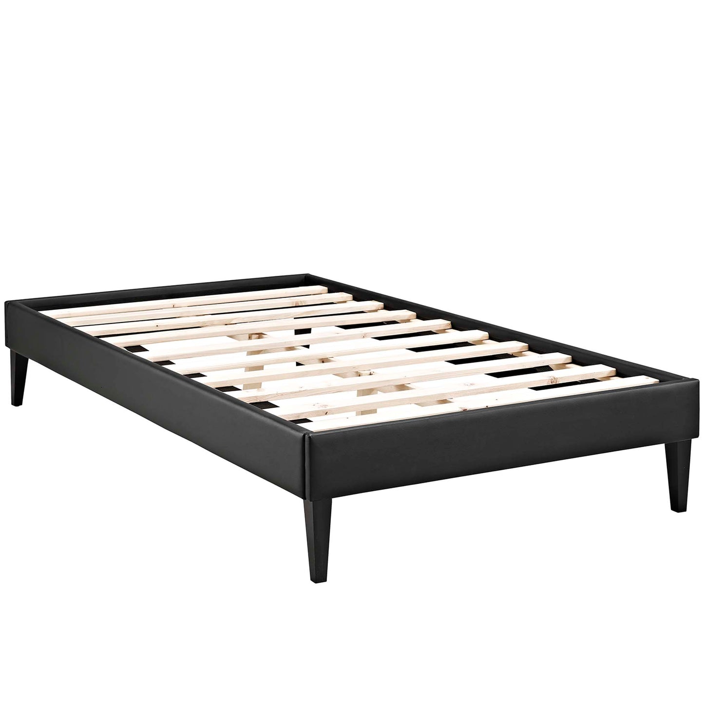 Tessie Vinyl Twin Bed Frame with Squared Tapered Legs