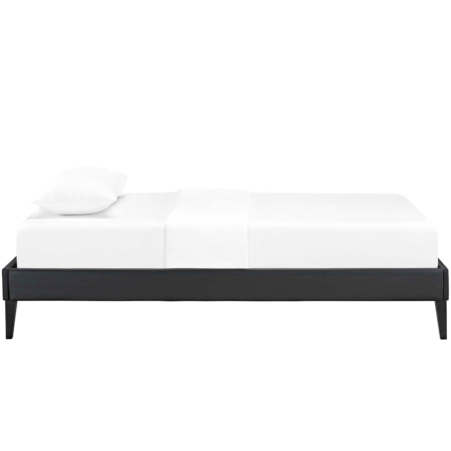 Tessie Vinyl Twin Bed Frame with Squared Tapered Legs