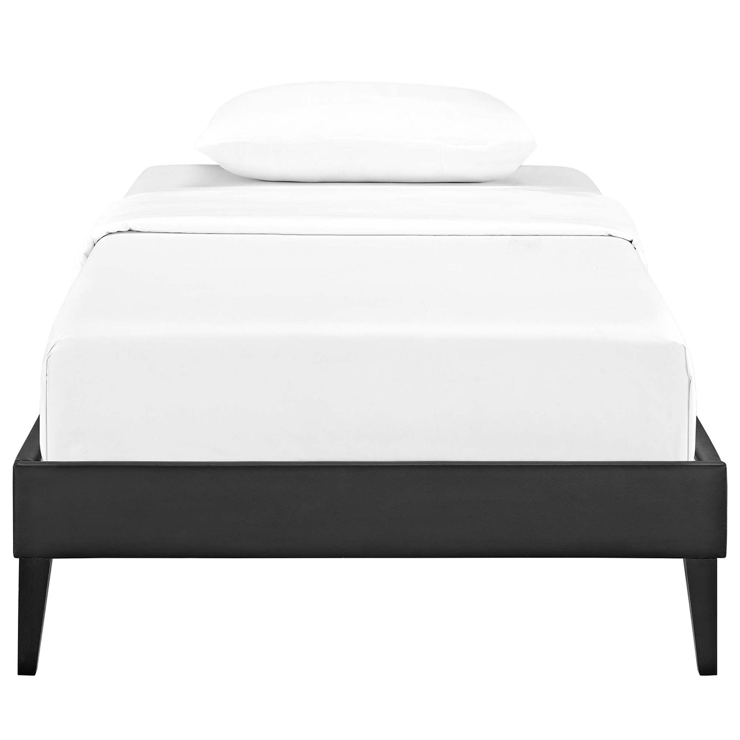 Tessie Vinyl Twin Bed Frame with Squared Tapered Legs