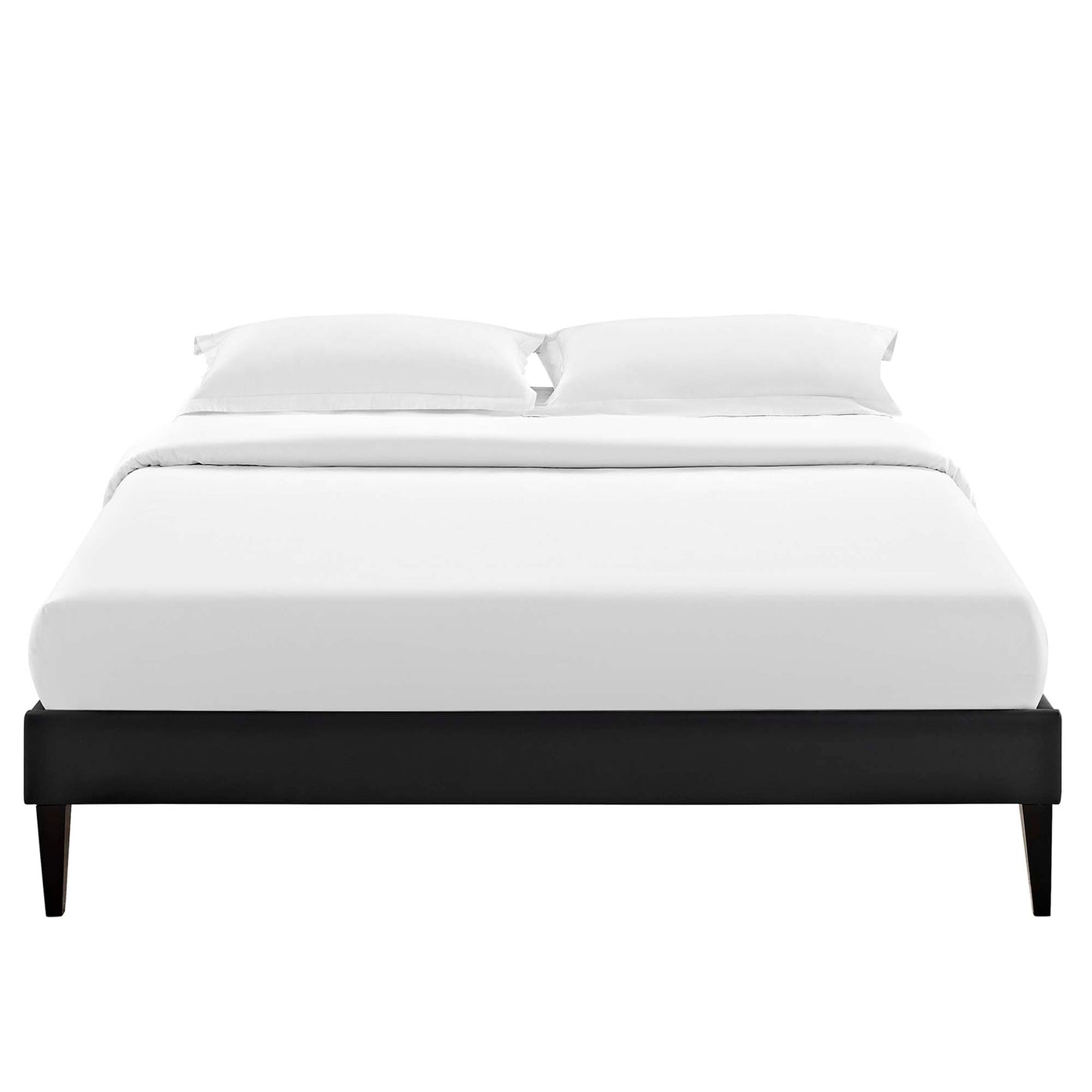 Tessie Vinyl Full Bed Frame with Squared Tapered Legs