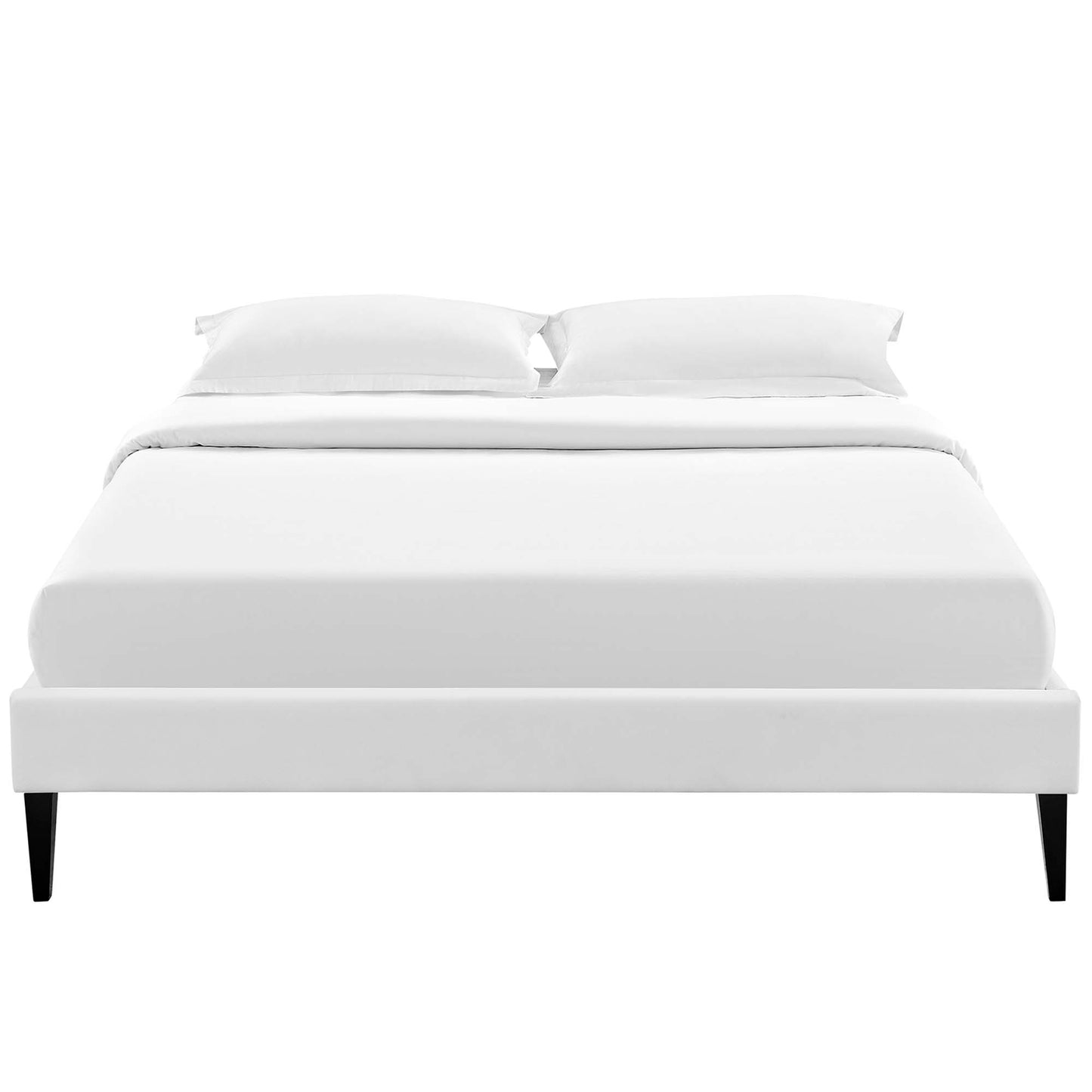 Tessie Vinyl Full Bed Frame with Squared Tapered Legs