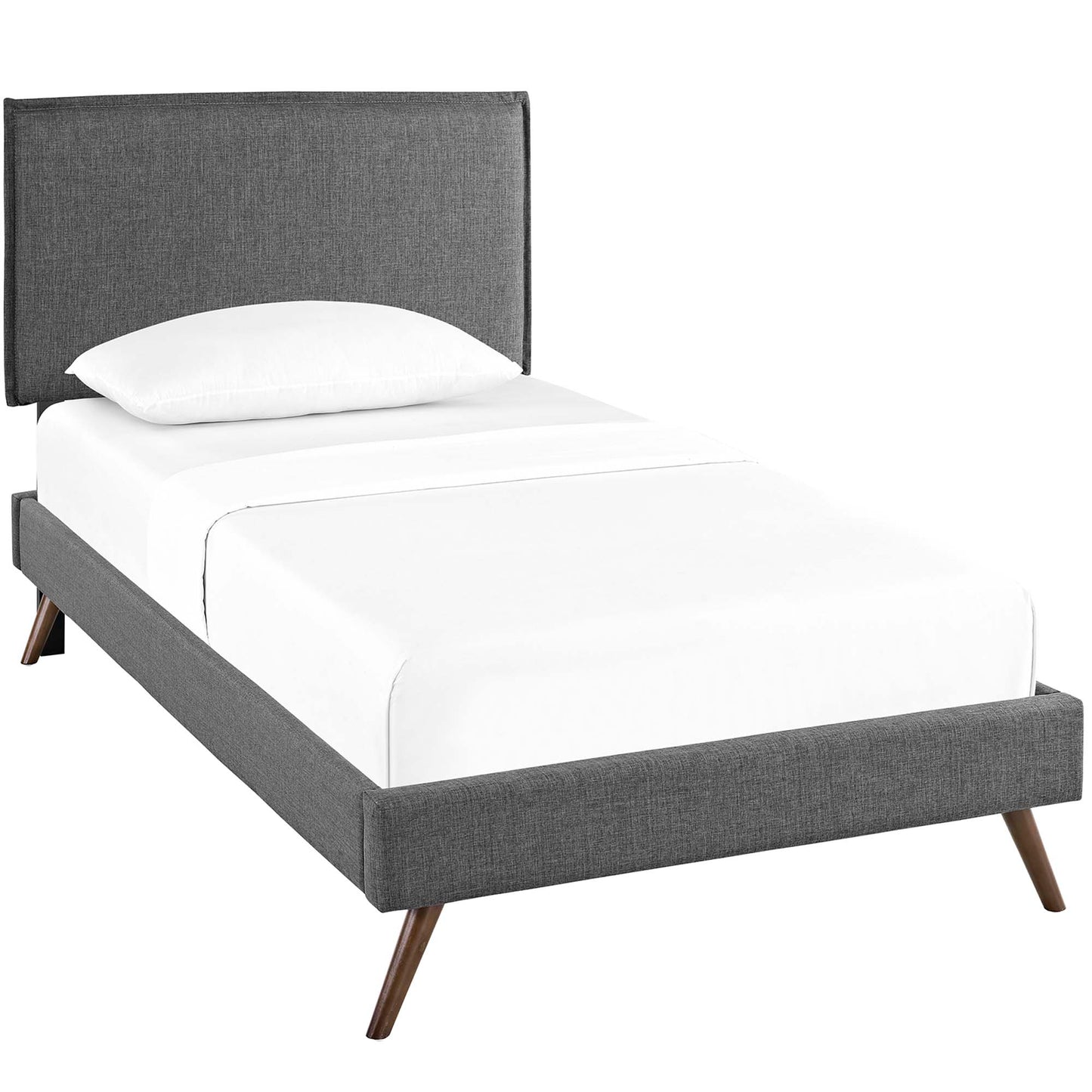 Amaris Fabric Twin Platform Bed with Round Splayed Legs