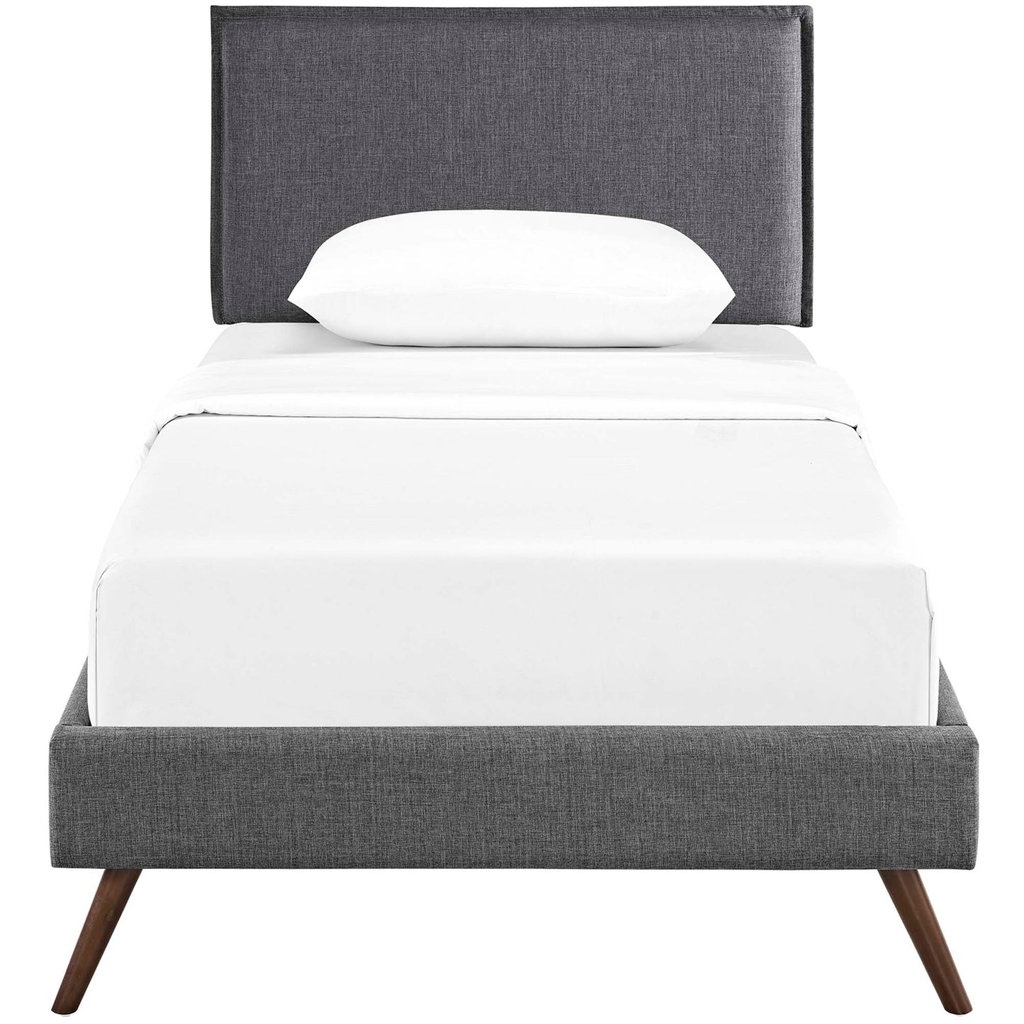 Amaris Fabric Twin Platform Bed with Round Splayed Legs