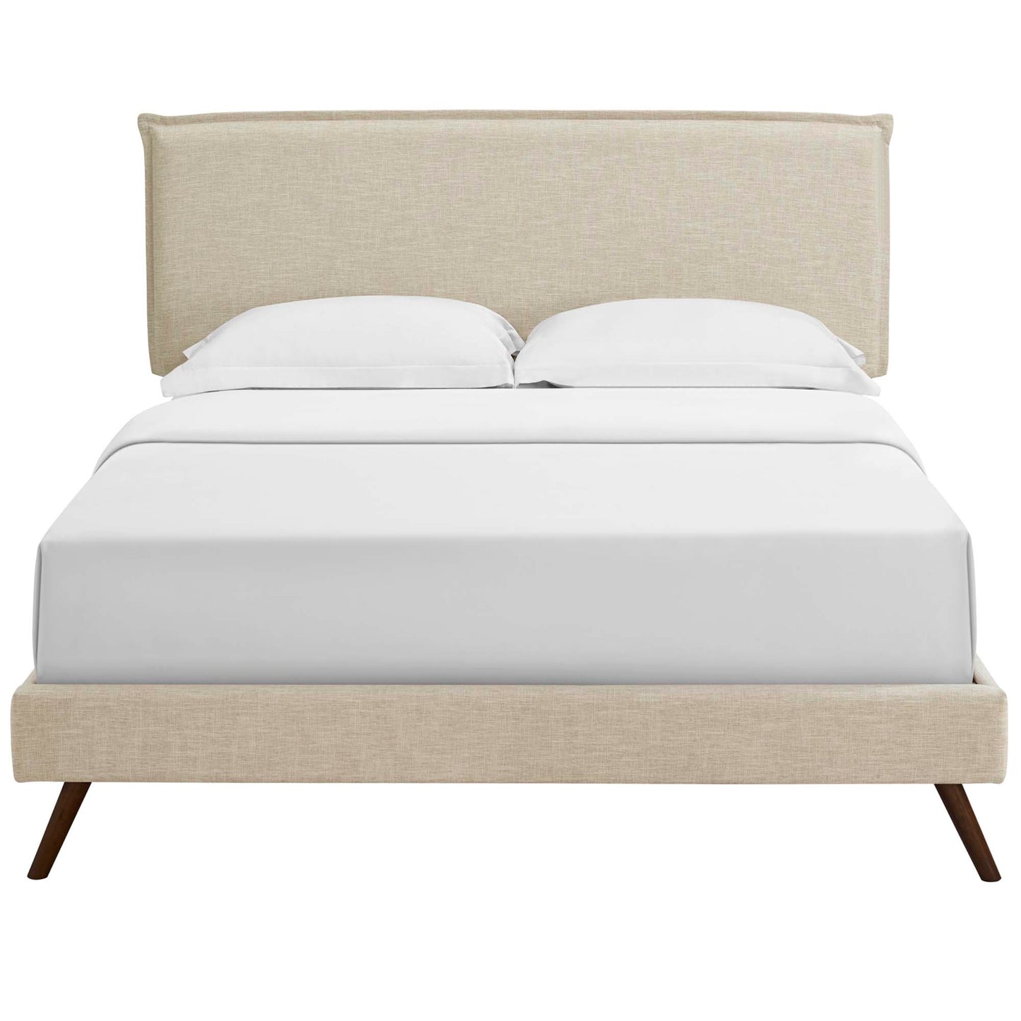 Amaris Fabric Queen Platform Bed with Round Splayed Legs