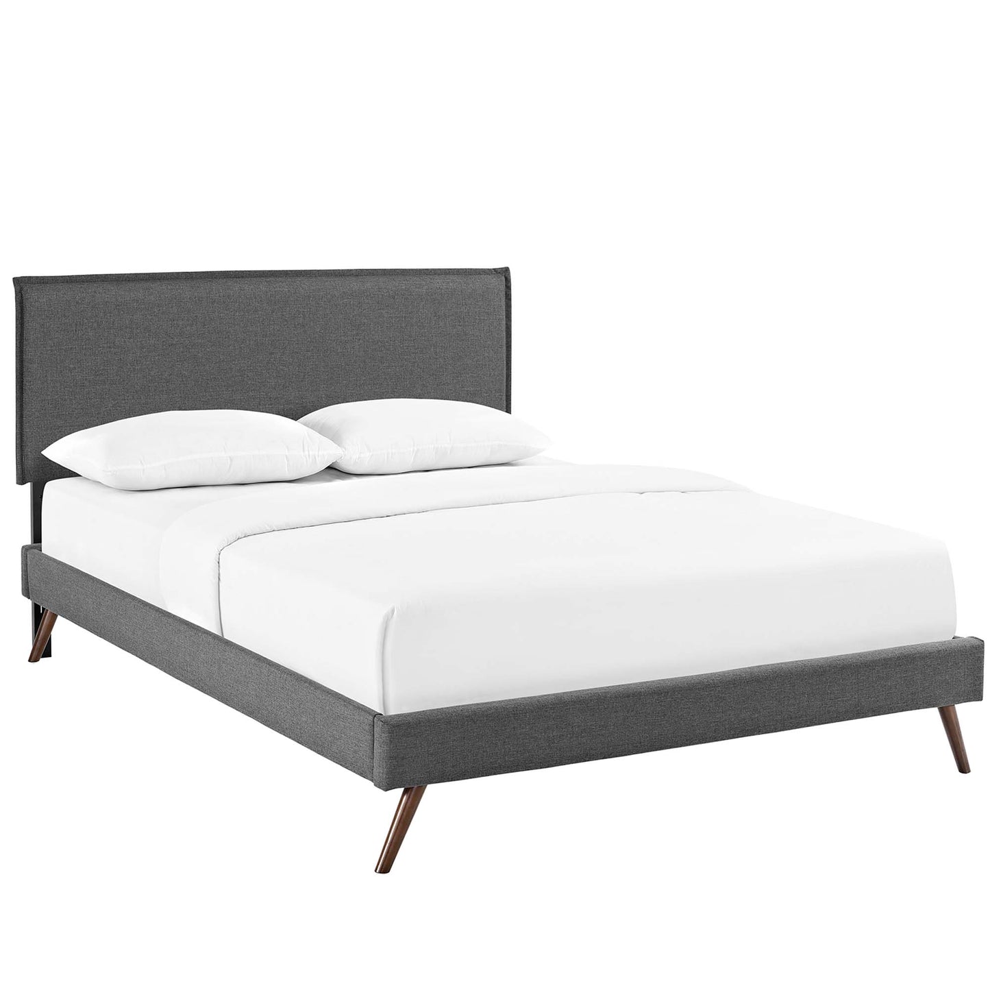 Amaris Fabric Queen Platform Bed with Round Splayed Legs