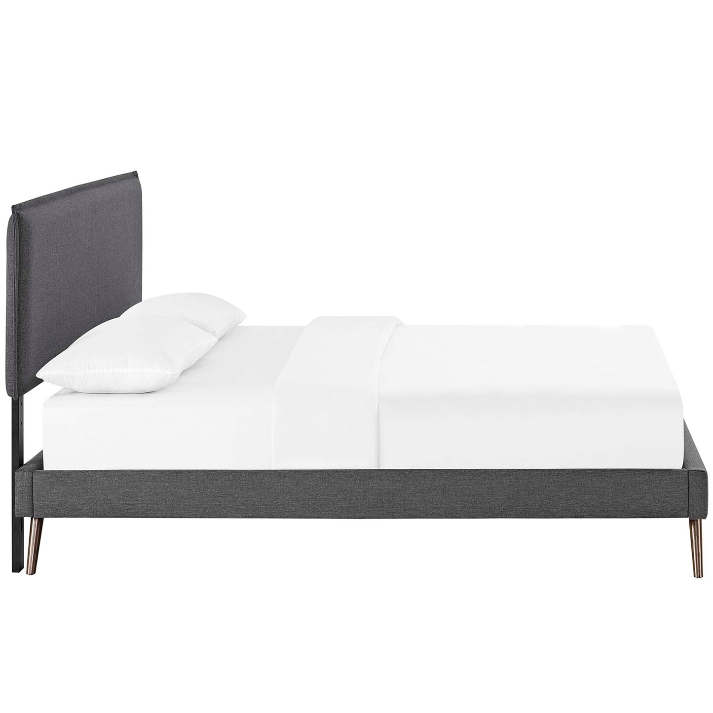 Amaris Fabric Queen Platform Bed with Round Splayed Legs