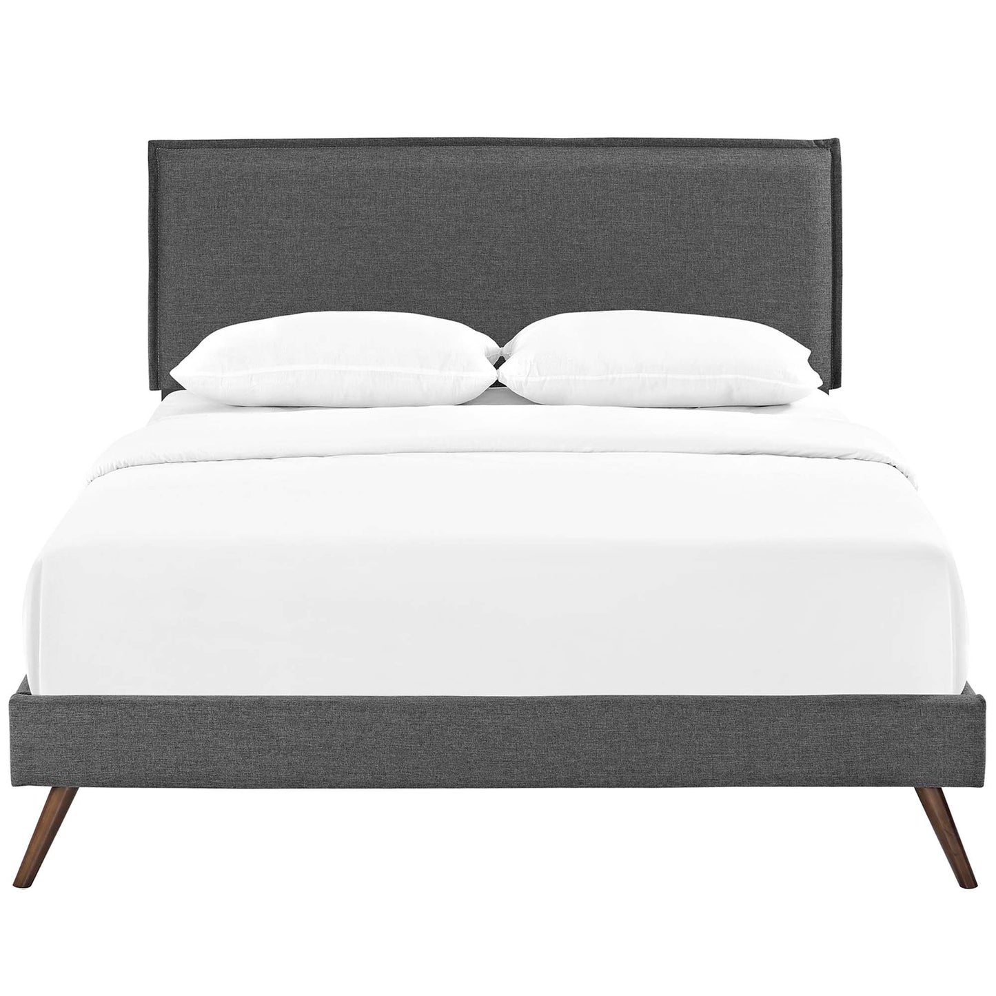 Amaris Fabric Queen Platform Bed with Round Splayed Legs