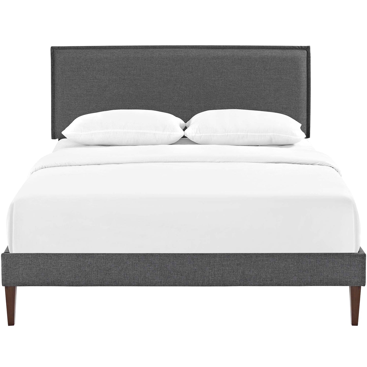 Cama Queen con plataforma de tela Amaris y patas cónicas cuadradas de Modway