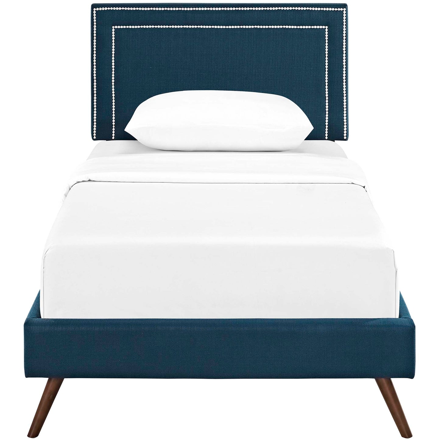 Virginia Fabric Twin Platform Bed with Round Splayed Legs