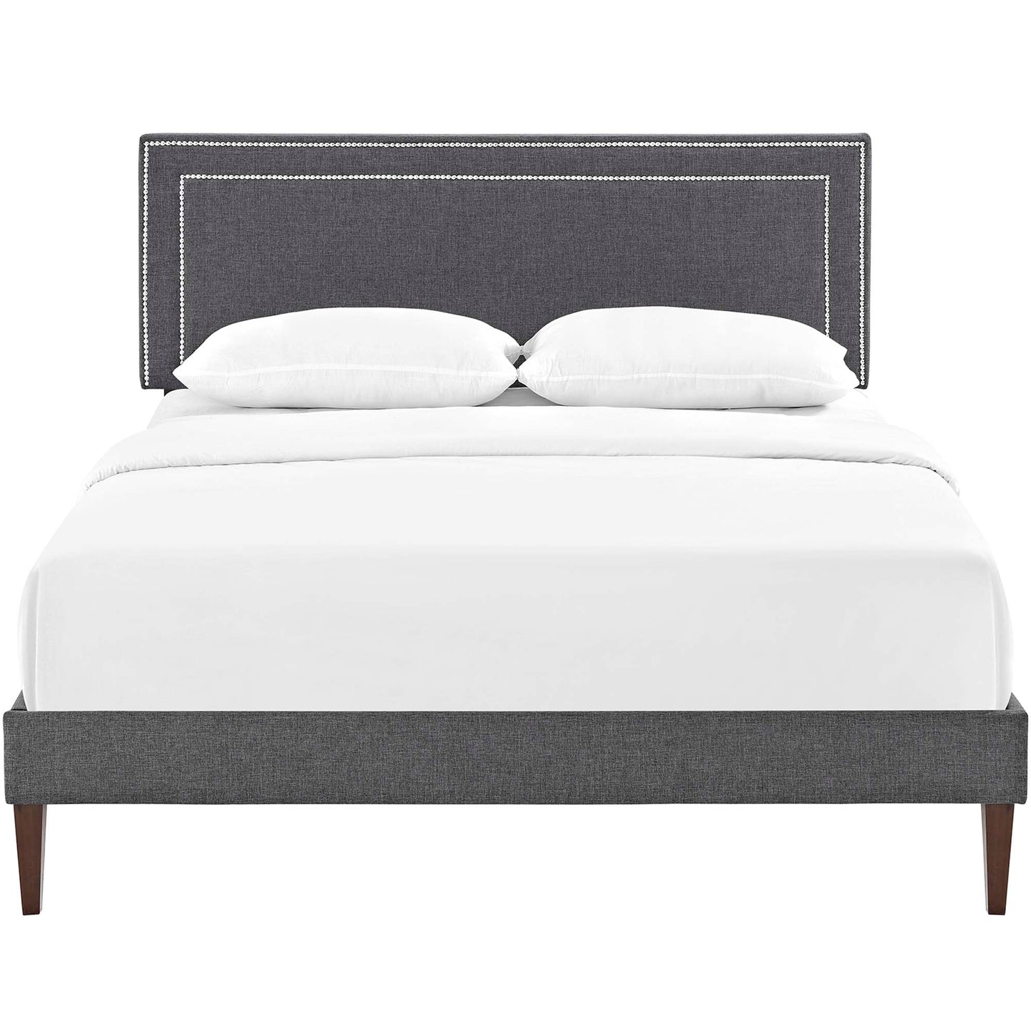 Virginia Fabric Queen Platform Bed with Squared Tapered Legs