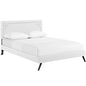 Ruthie Vinyl Full Platform Bed with Round Splayed Legs