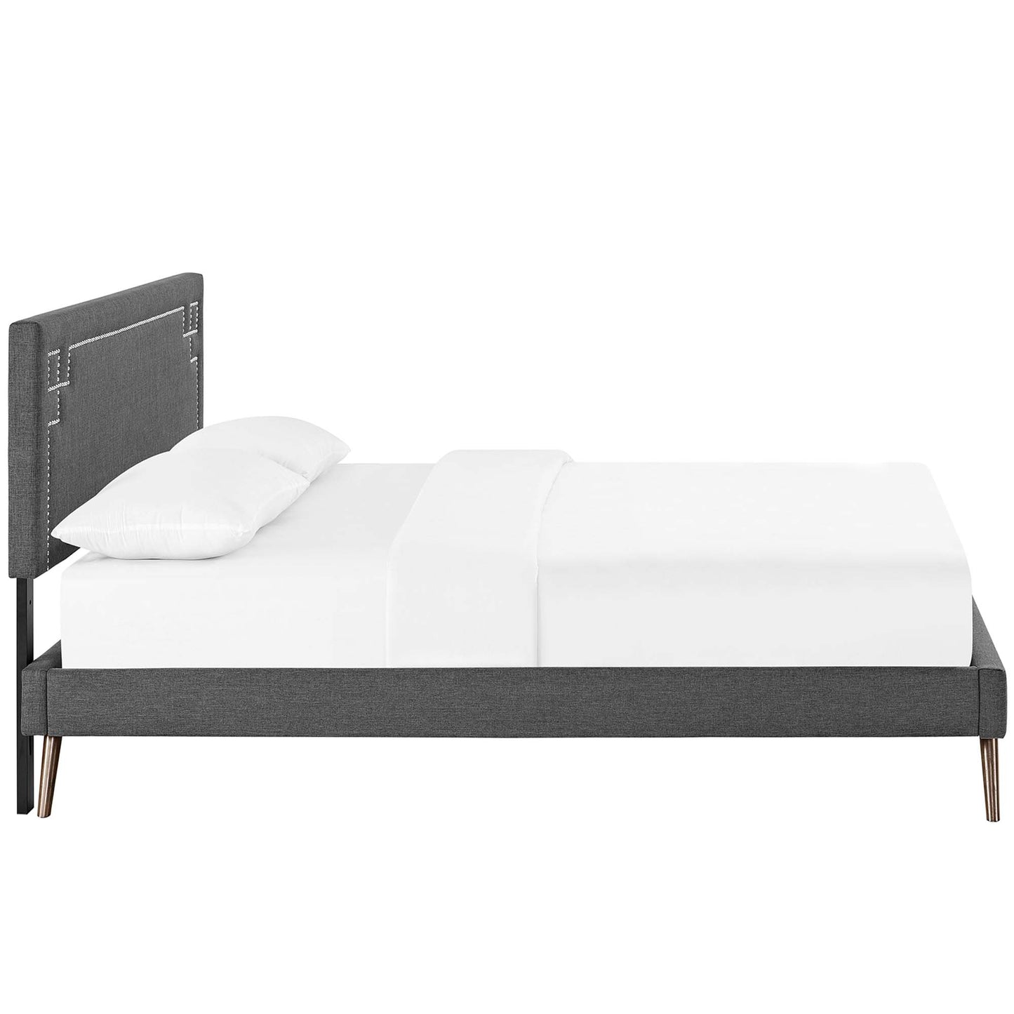 Ruthie Fabric Queen Platform Bed with Round Splayed Legs