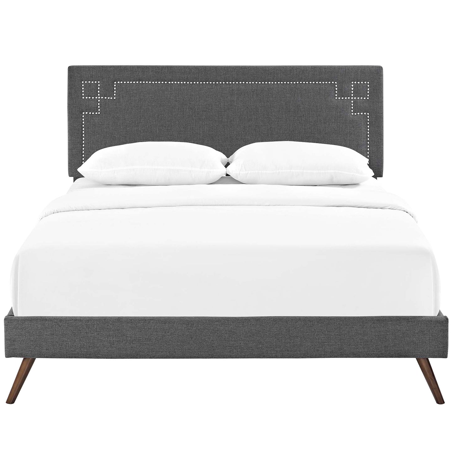 Ruthie Fabric Queen Platform Bed with Round Splayed Legs