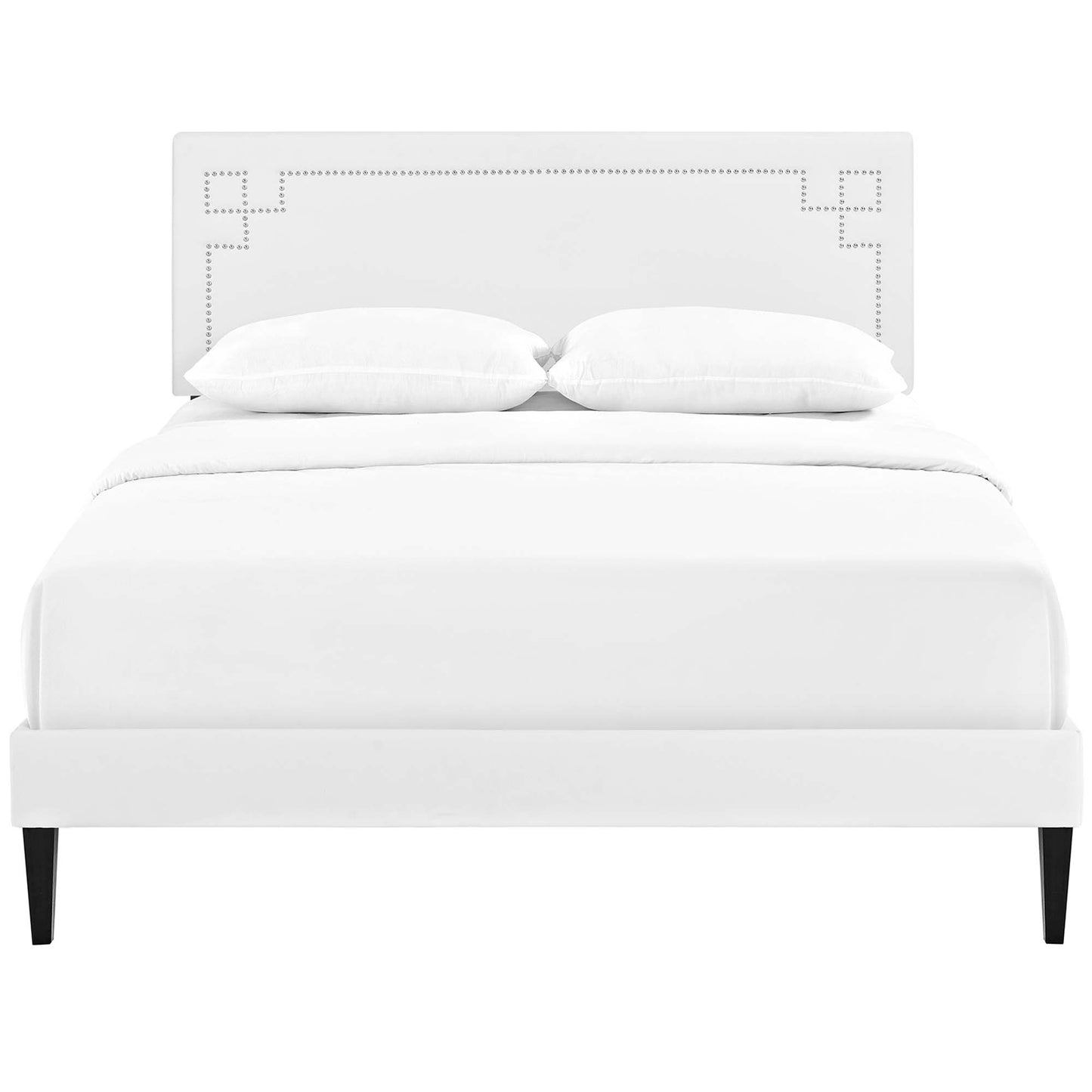 Ruthie Vinyl Queen Platform Bed with Squared Tapered Legs