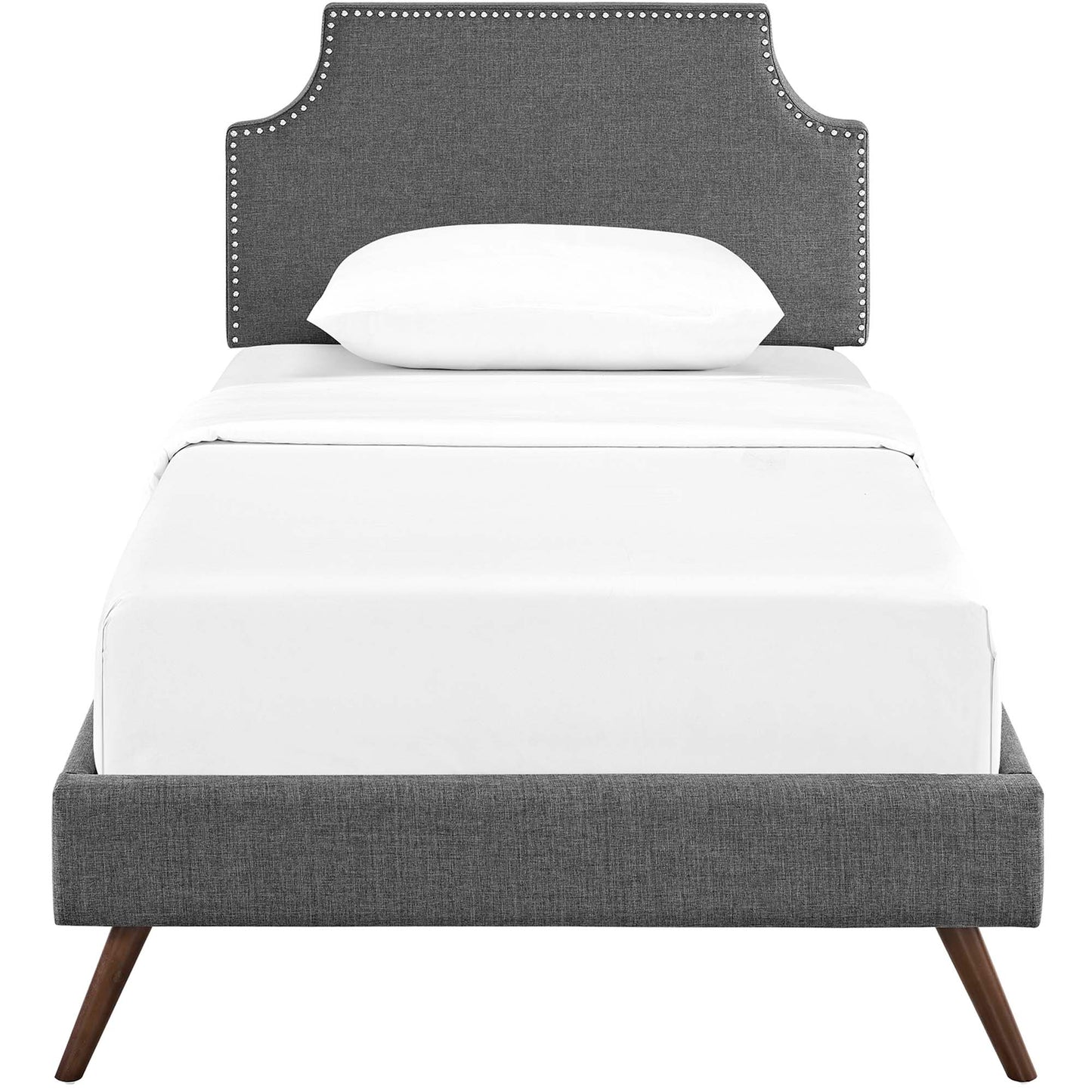 Corene Fabric Twin Platform Bed with Round Splayed Legs