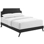 Corene Vinyl Queen Platform Bed with Round Splayed Legs