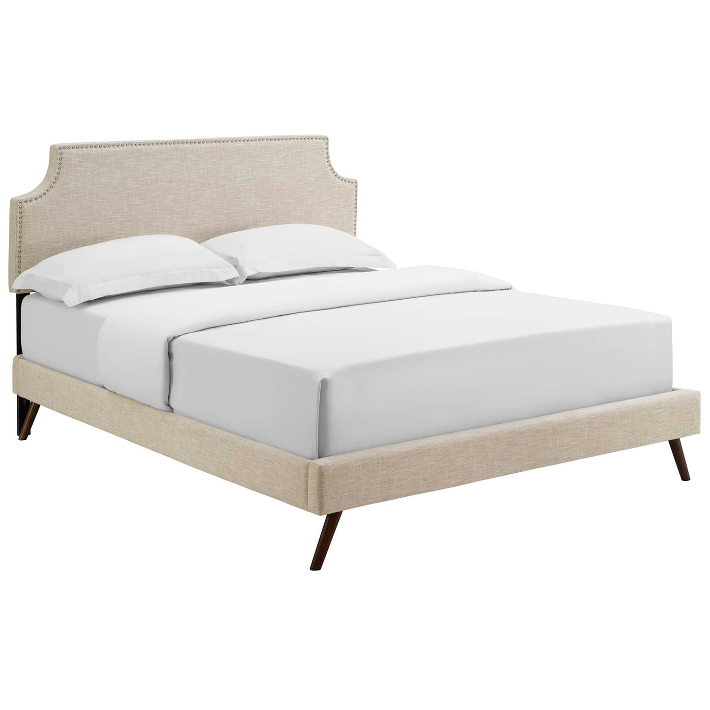 Corene Fabric Queen Platform Bed with Round Splayed Legs