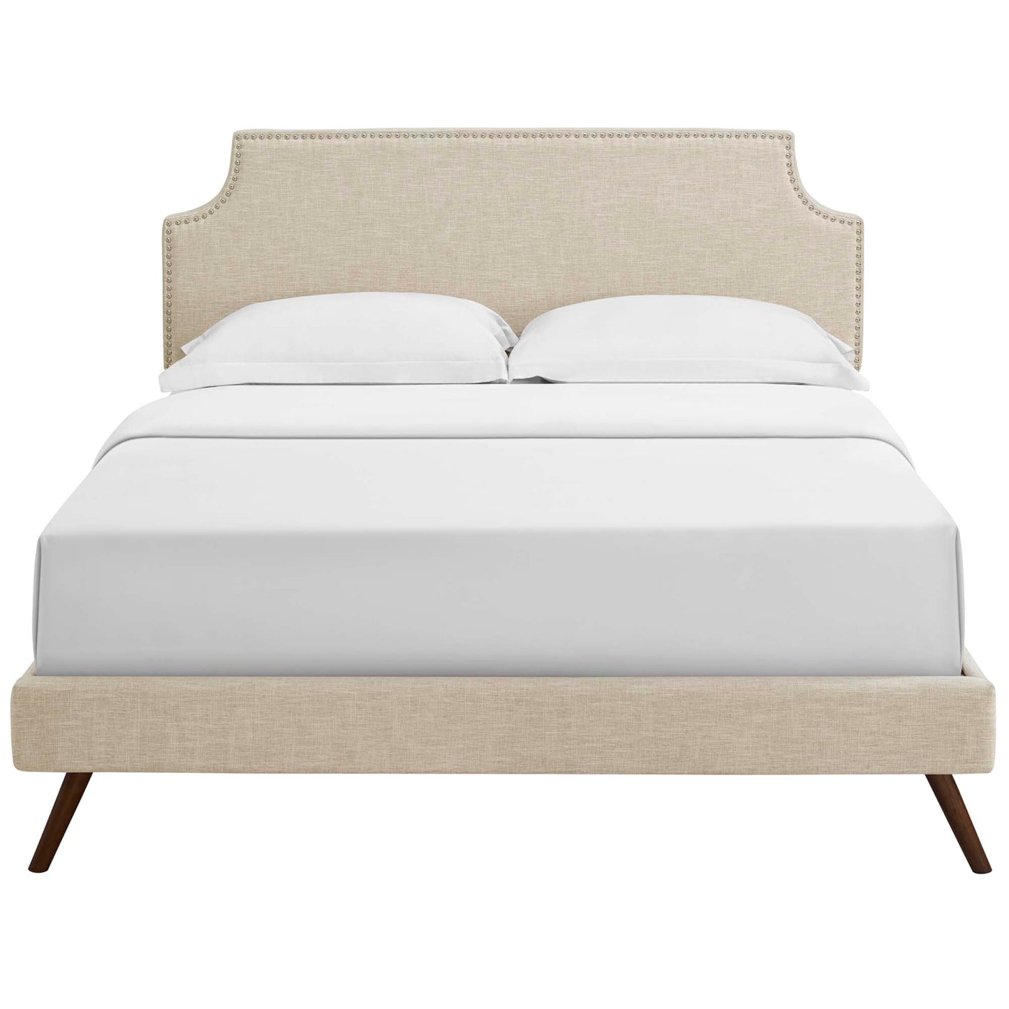 Corene Fabric Queen Platform Bed with Round Splayed Legs