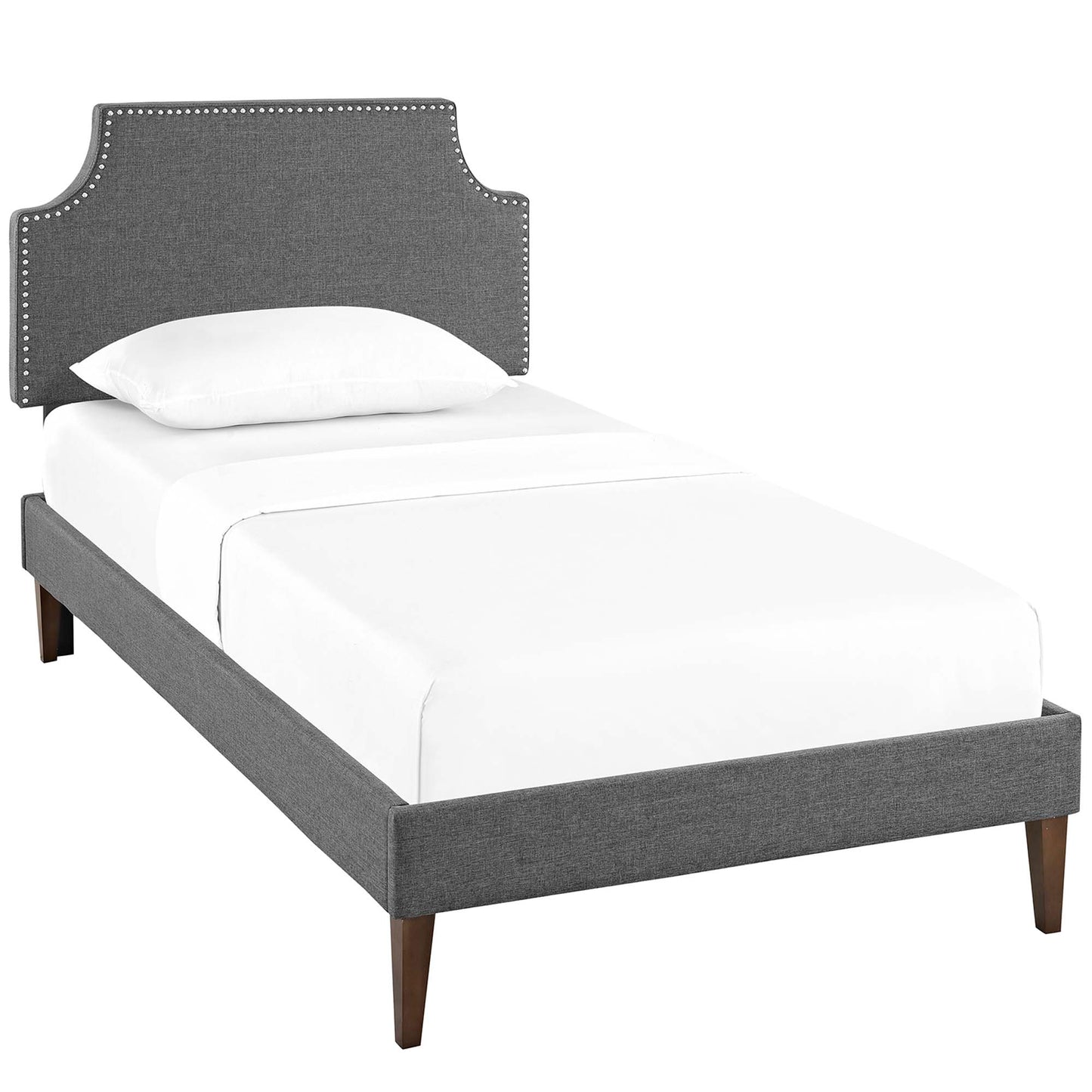 Cama doble con plataforma y patas cónicas cuadradas de tela Corene de Modway