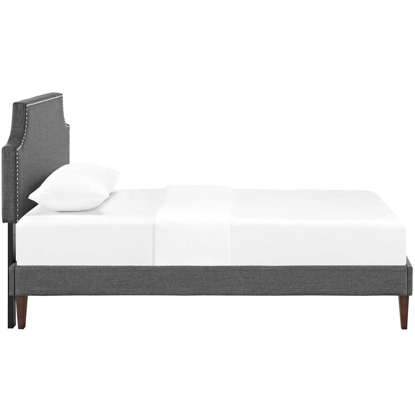 Cama doble con plataforma y patas cónicas cuadradas de tela Corene de Modway