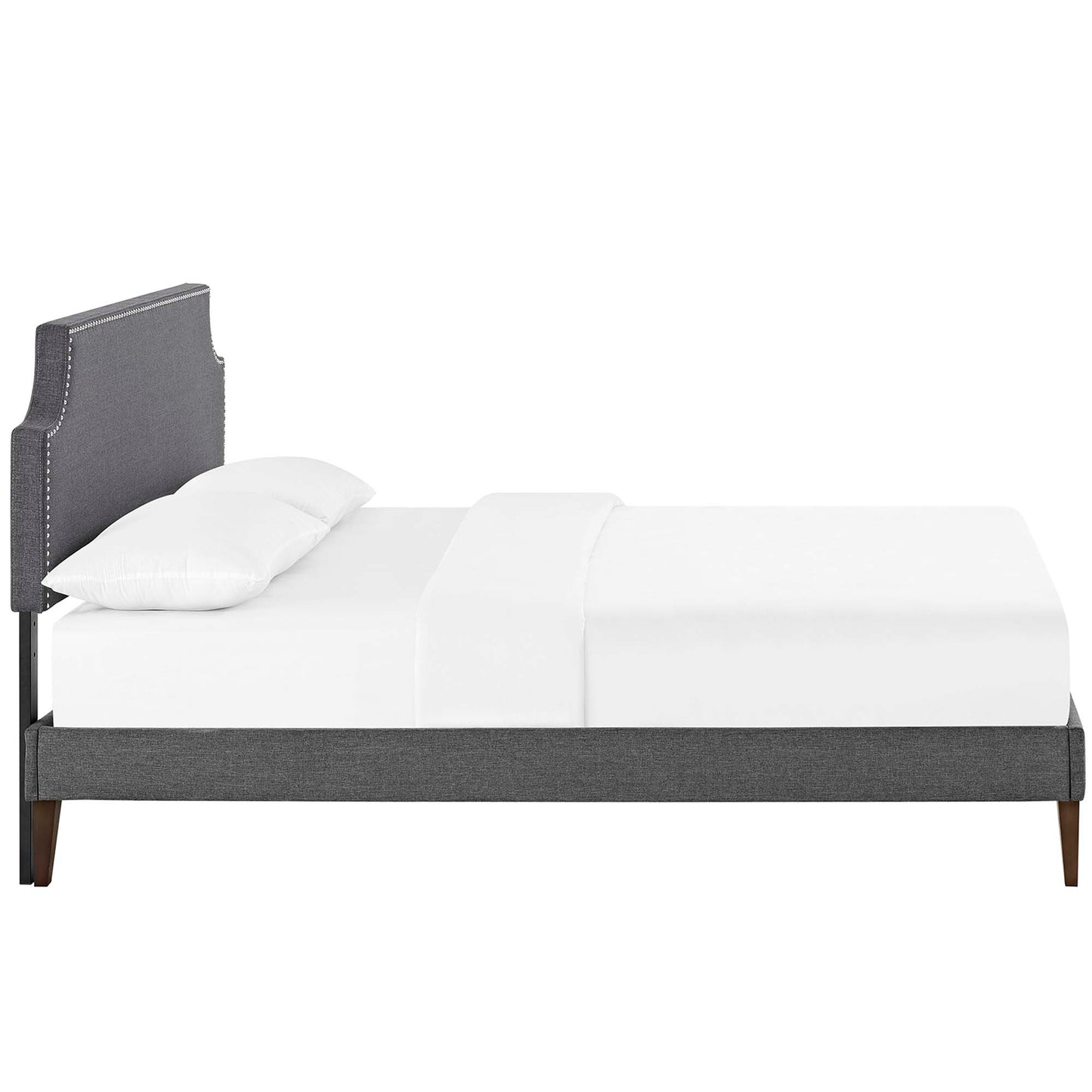 Corene Fabric Full Platform Bed with Squared Tapered Legs