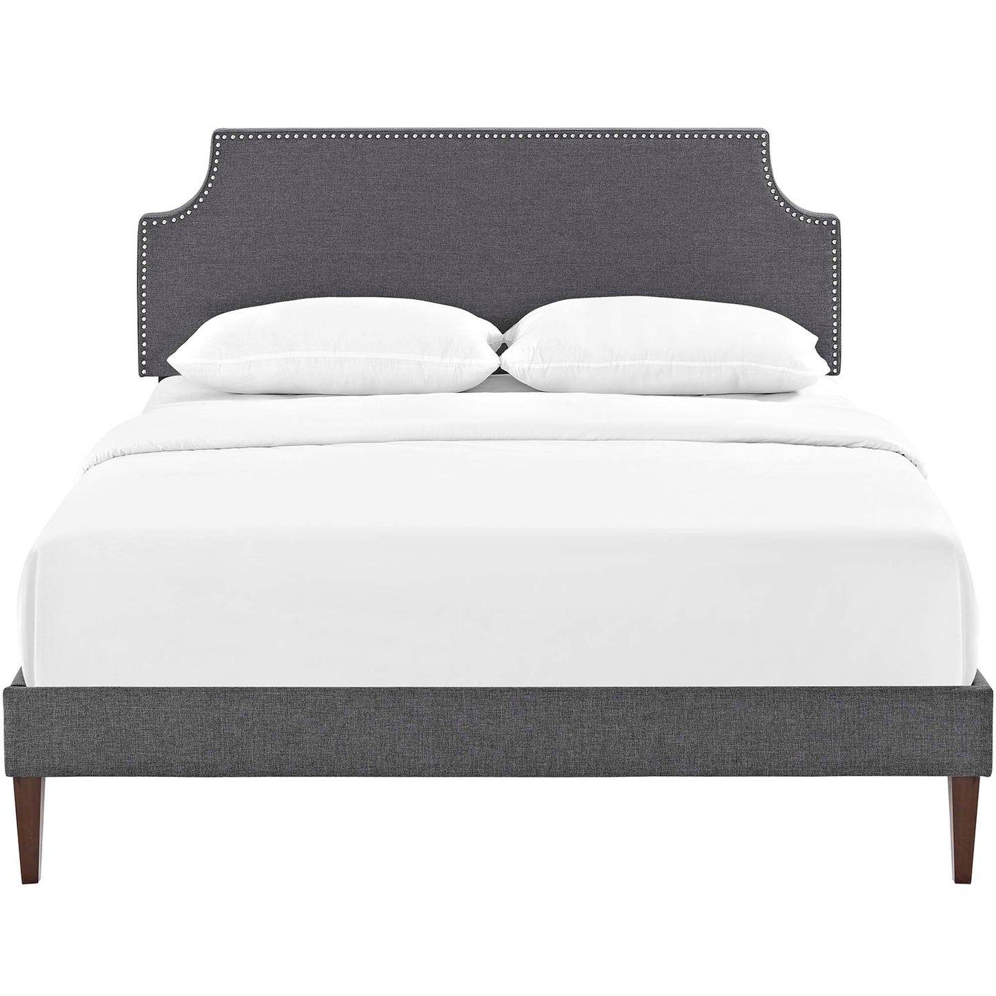 Corene Fabric Full Platform Bed with Squared Tapered Legs