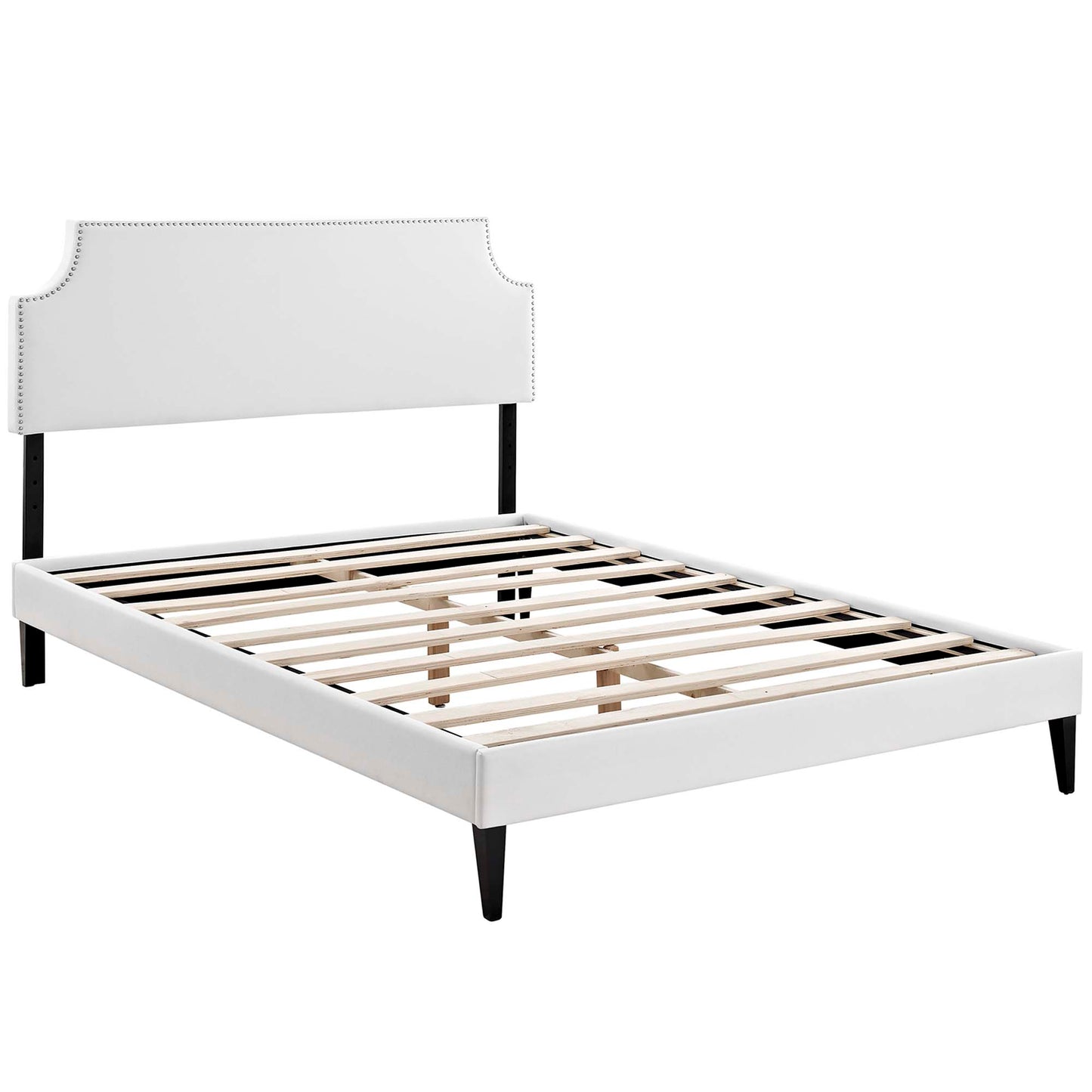 Corene Vinyl Queen Platform Bed with Squared Tapered Legs