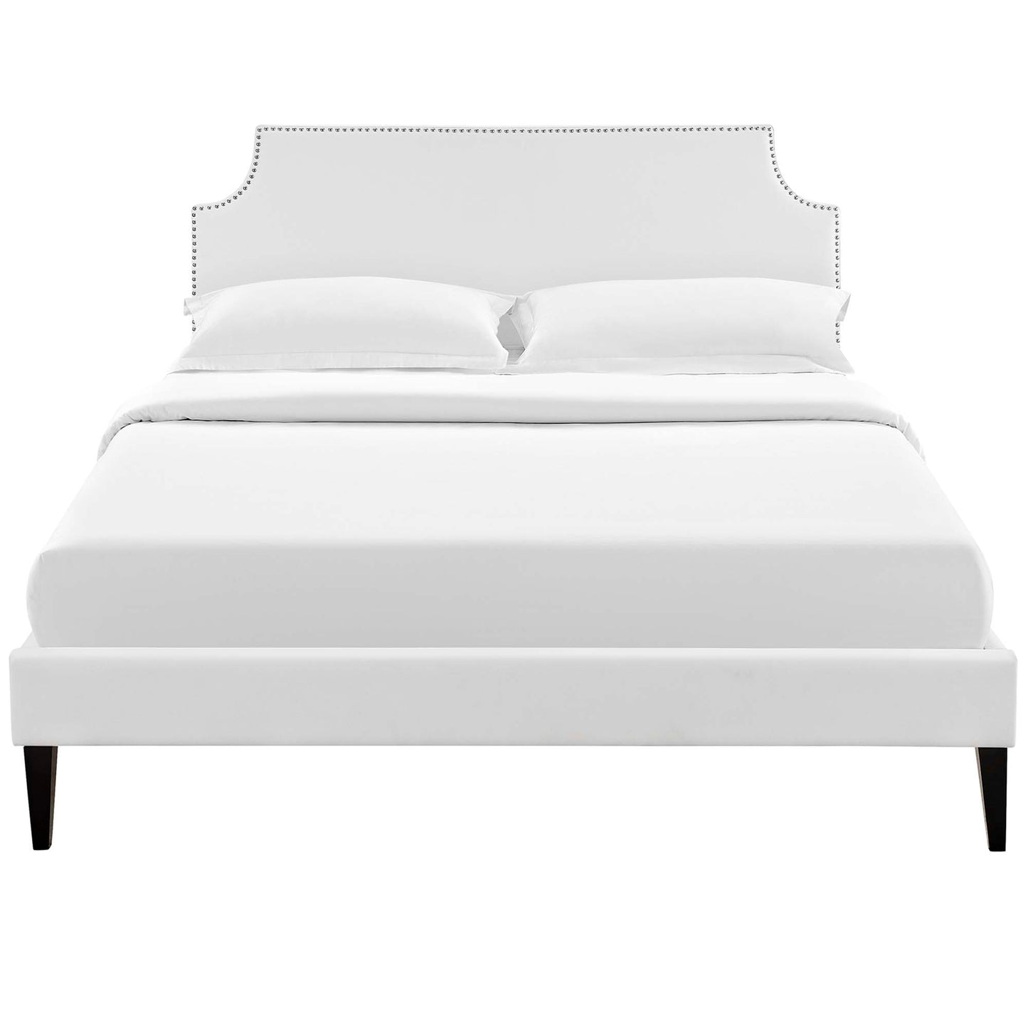 Corene Vinyl Queen Platform Bed with Squared Tapered Legs