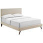 Cama Queen con plataforma de tela Macie y patas redondas acampanadas de Modway