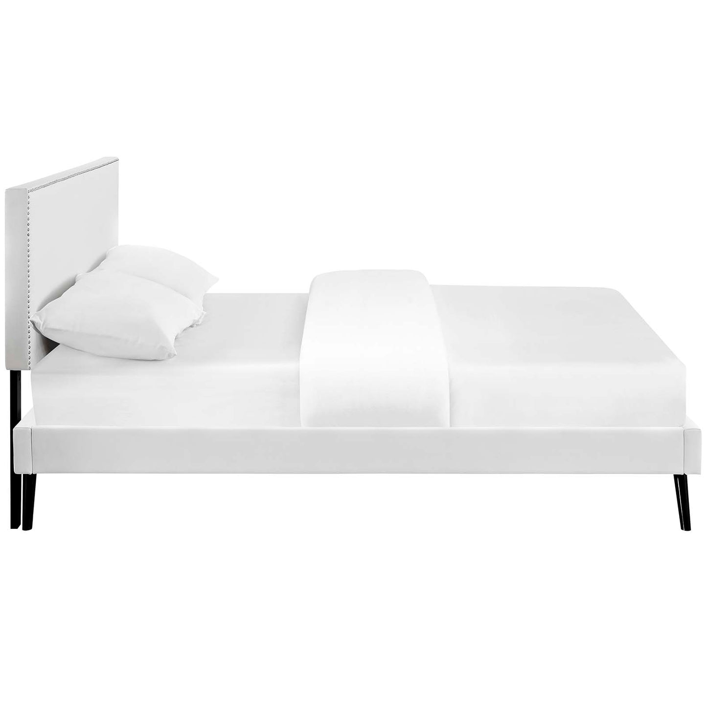 Cama de plataforma King con patas redondas y diseño de vinilo Macie de Modway