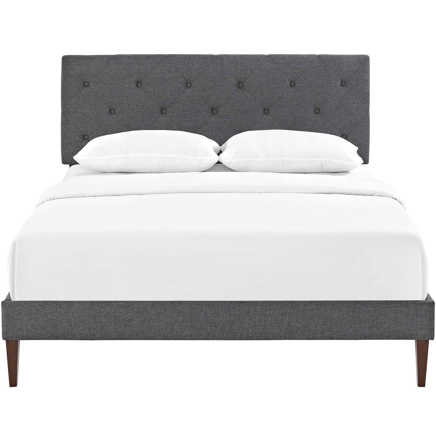 Tarah Fabric King Platform Bed with Squared Tapered Legs